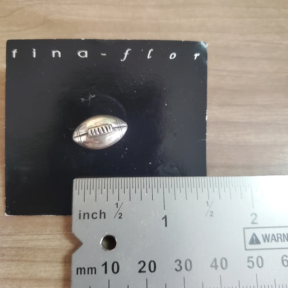 925 Sterling Silver Football Tie Pin Artist Signed